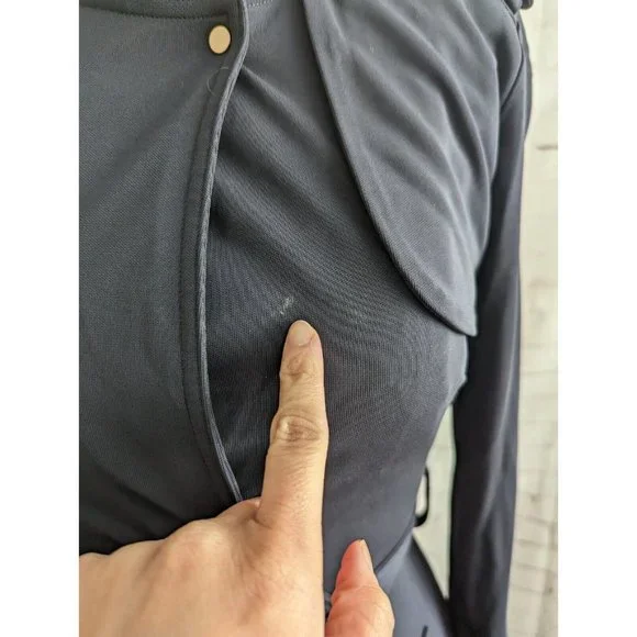 Ann Taylor Womens Dress Size 0 XS Trench Military Inspired Faux Wrap Black Navy - Picture 6 of 13